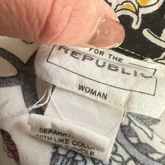 For The Republic Tunic Blouse Elephants Patchwork Whimsy Artsy Boho Plus Size 1X - Picture 6 of 7